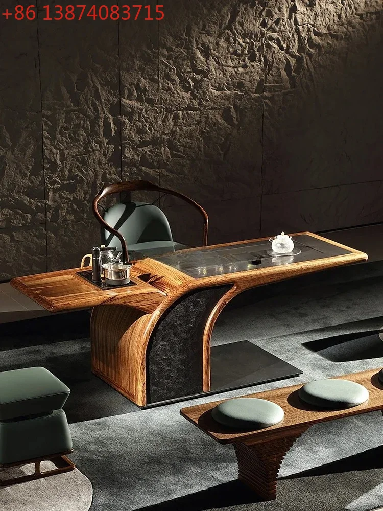 New Chinese solid wood tea table Nordic high-grade ebony tea table and chair combination