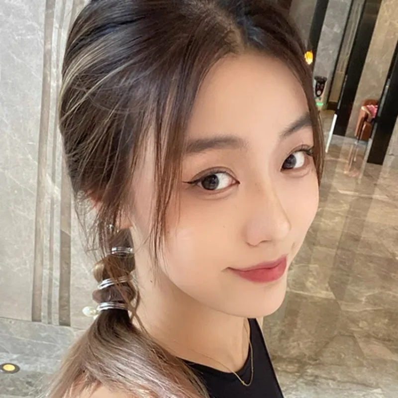 여성용 긴 전화 헤어 링, 창의적인 고탄성 머리 장식, 우아한 진주, 낮은 포니테일 거치대 패션 헤어 밴드, 신제품