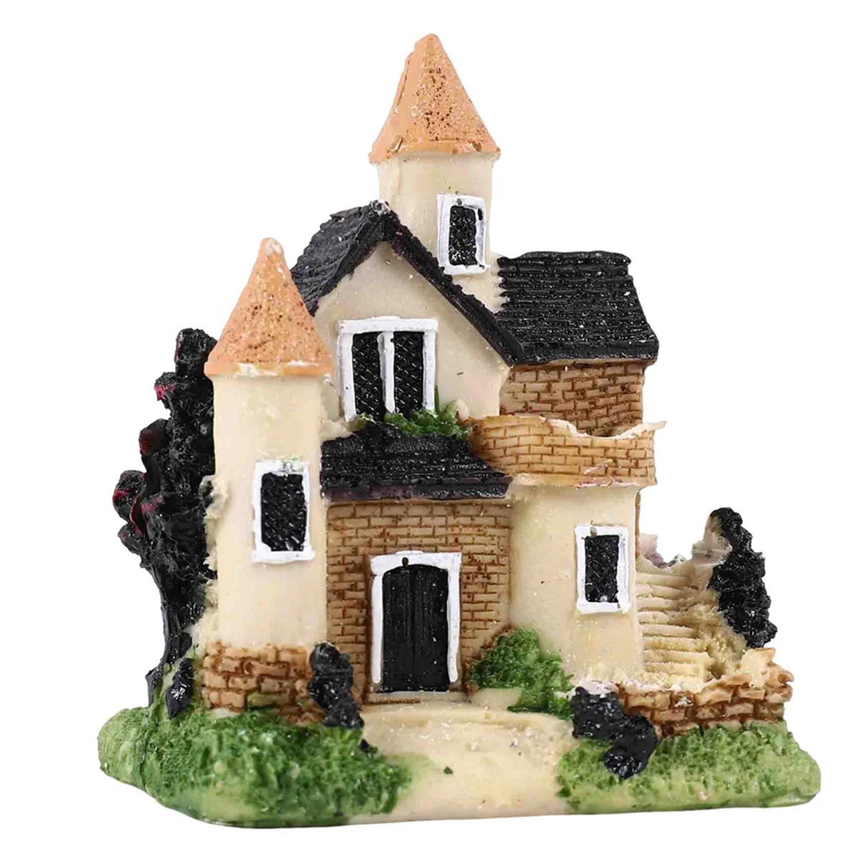 Cute Mini Resin House Miniature House Fairy Garden Landscape Home Garden Decoration Resin Crafts 4 Styles Color Random ST