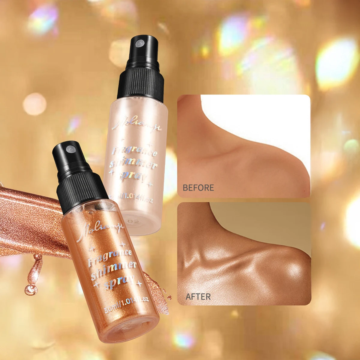 30ml ボディグリッタースプレー シャイン パール光沢 ハイライトパウダー ブライトニングメイクアップ パーティーパフォーマンス 音楽祭に最適