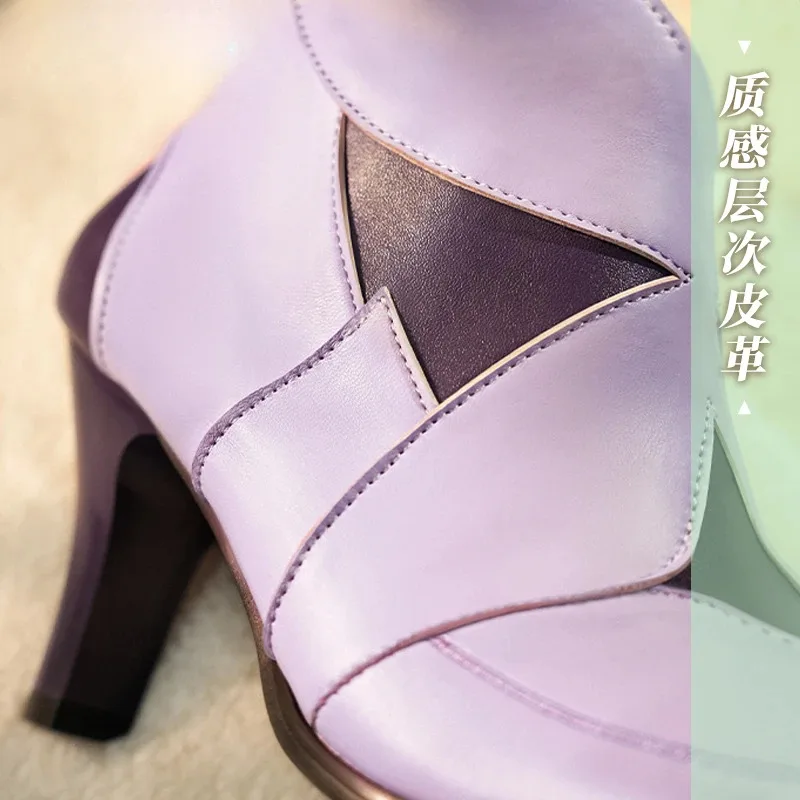 2025 22 preventa juego de Cosplay de Castorice Honkai: zapatos Star Rail fiesta de Halloween juego de rol elegante precioso cuero PU púrpura