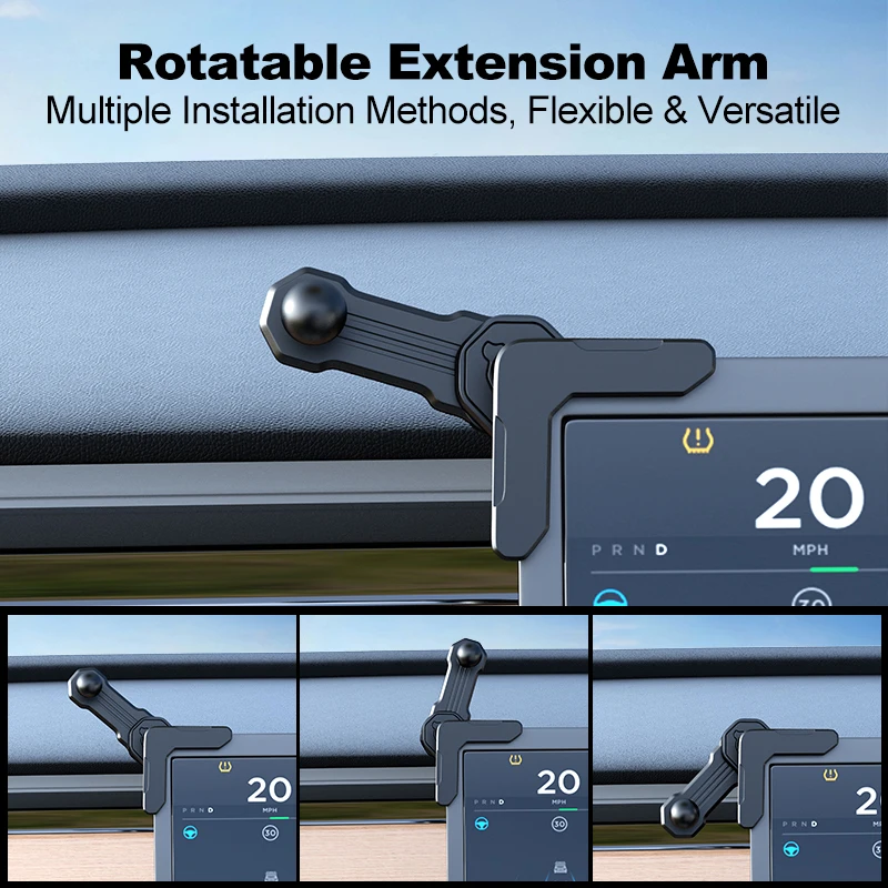 Lcars New Energy Vehicle Central Control Screen Clip-On Mobile Phone Holder Base 360 °   Rotatable Extension Ball Head Bracket