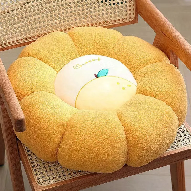 40CM Frucht-Kürbis Bodenkissen Weiches Plüsch-Tatami Sitzkissen Niedliches Rundes Stuhlkissen für Wohnzimmer Büro Dekoration