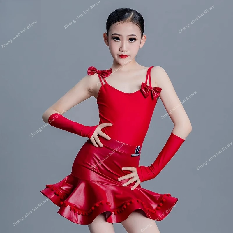

Cha Cha Rumba Samba Latin Dance Costume Girls Ballroom Dress Standard Latin Practice Dress Kids Salsa Dance Dress Skirt Children