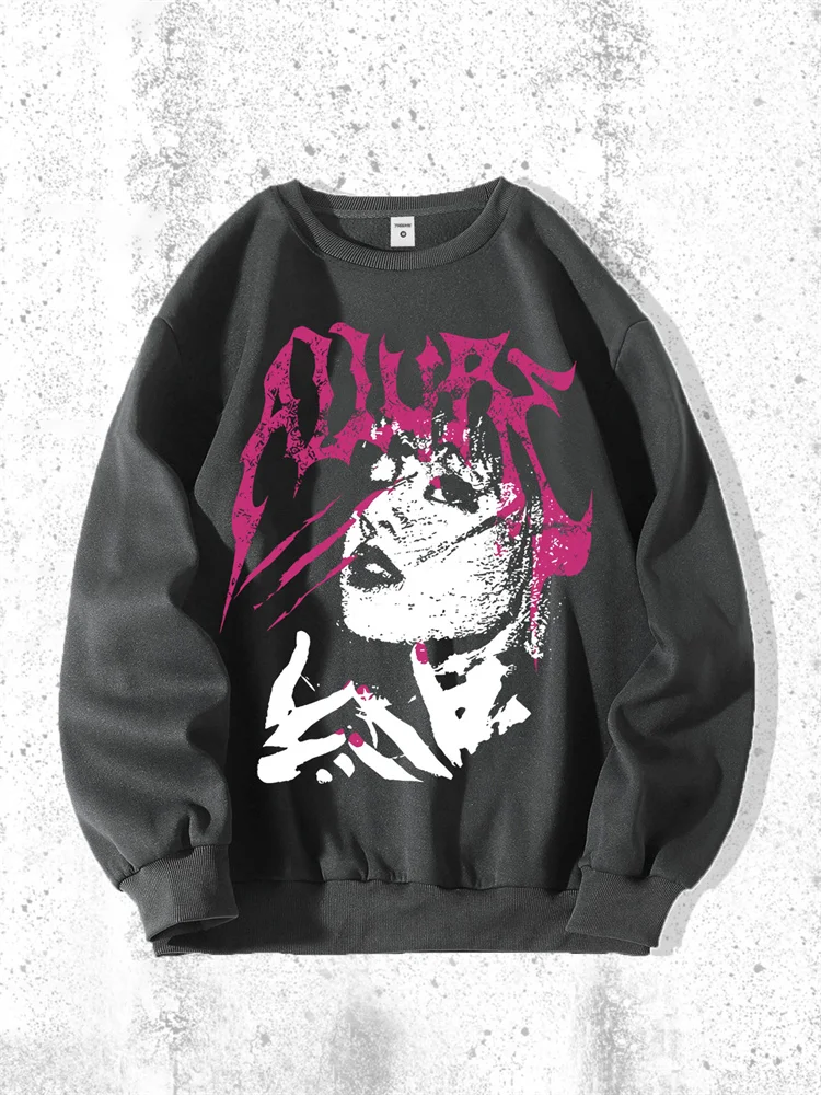 

Мужская толстовка с рисунком для девочек в готическом стиле, свободный пуловер с круглым вырезом, подходит для весенних и осенних видов спорта, дышащий