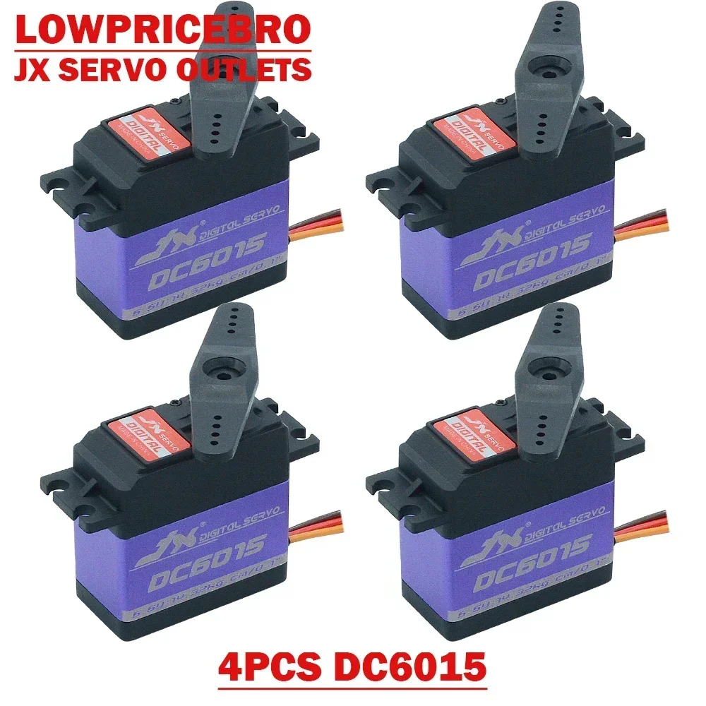 1/4 pçs jx dc6015 tenda torque 15kg metal engrenagem servo motor digital para rc carro rastreador barco avião robô helicóptero