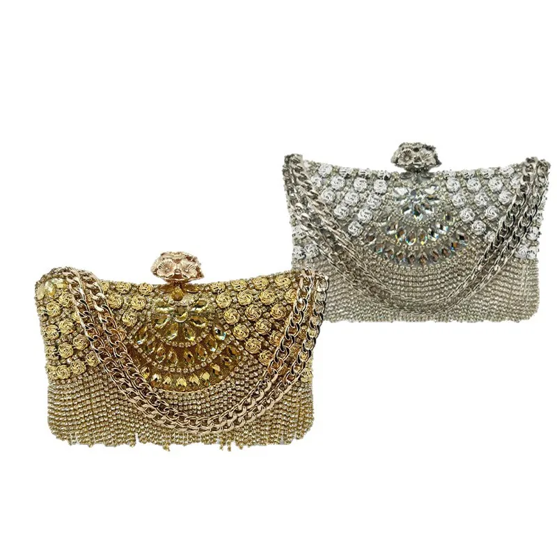 Diamond Fringed Dinner Bag Ladies Banquet Underarm Bag Fashion Dress Versatile Handbag Purses For Woman Sac De Marque Luxe Femme