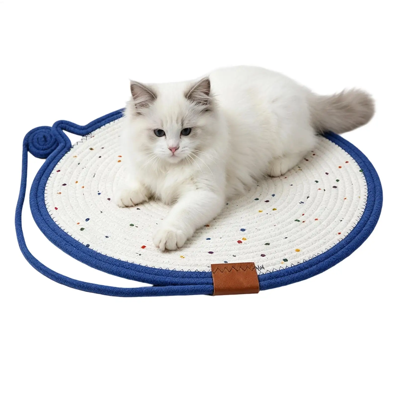 Cat Scratching Mat Round Cotton Rope Horizontal Natural Rug Cat Scratcher Mat for Home Indoor Outdoor Play Boredom Relief Family