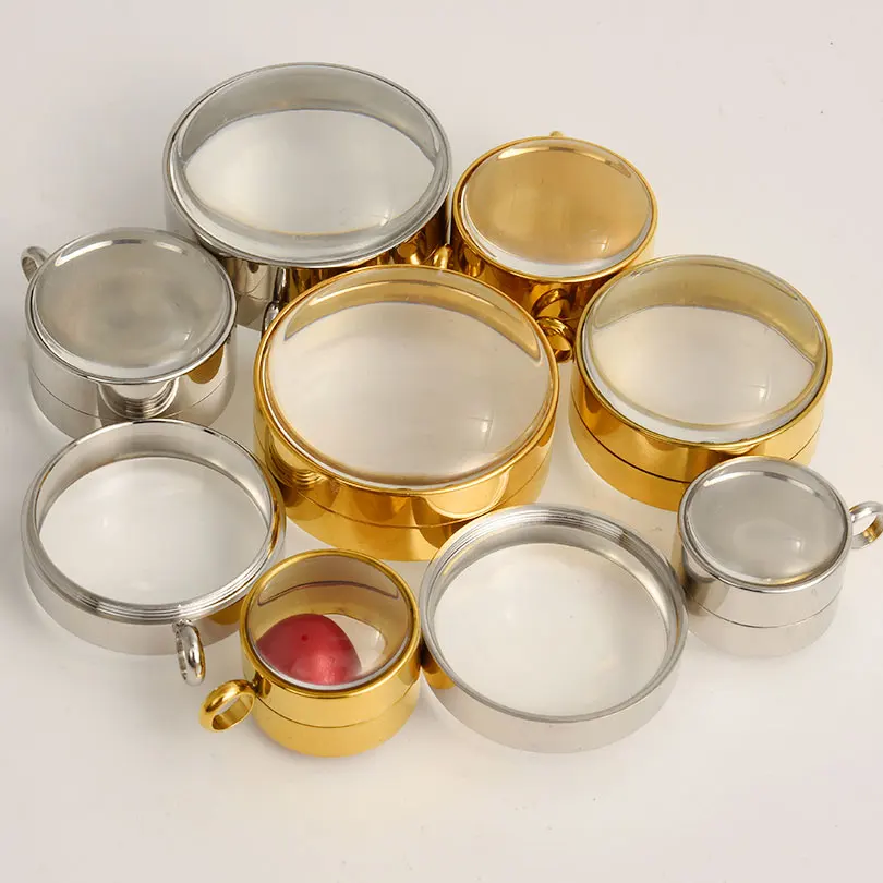 1Pc Stainless Steel Chunky Glass Cremation Ashes Living Medallion Pendant Openable Round Memory Photo Locket кулон Jewelry