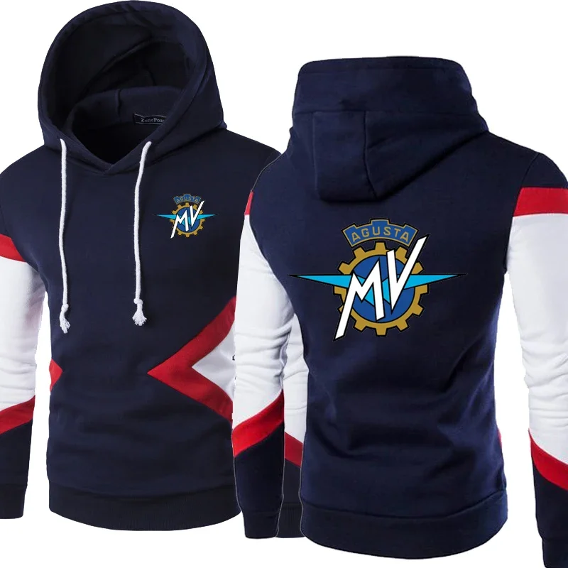 MV Agusta-Hoodies de algodão de manga comprida masculino, pulôver casual, moletons patchwork, primavera, outono, nova moda, 2022