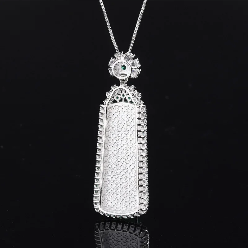 SrJewelry New Style Wushi Tag Pendant Jade Green Ping An Tag Necklace about 2 * 6cm Temperament Jade Pendant Pendant