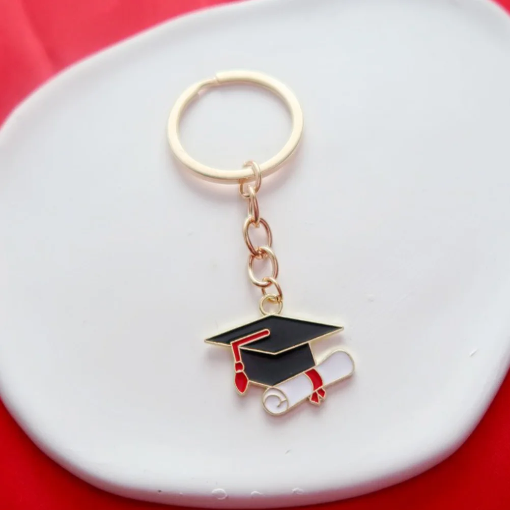 

2 Pcs Doctor's Hat Graduation Keychain Student Fob Bag Hanging Ornament Zinc Alloy Keyring