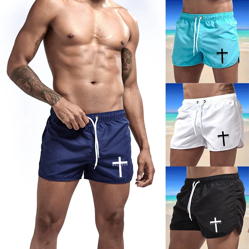 

Summer Men's Shorts Surf Men Swimsuit Beach Daily Gym Ventilate Running Seaside Casual Hot Sale Drawstring 2024 New Clothing