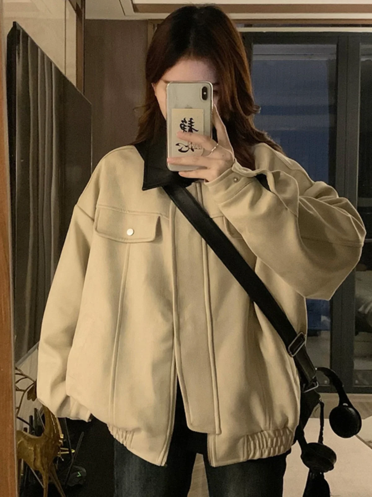 

Женская зимняя куртка-анорак из мягкой шерсти в стиле Харадзюку с декором из атласа и шнурком, с эффектом воздушной стежки и флокированием, в стиле «рыбья кость»