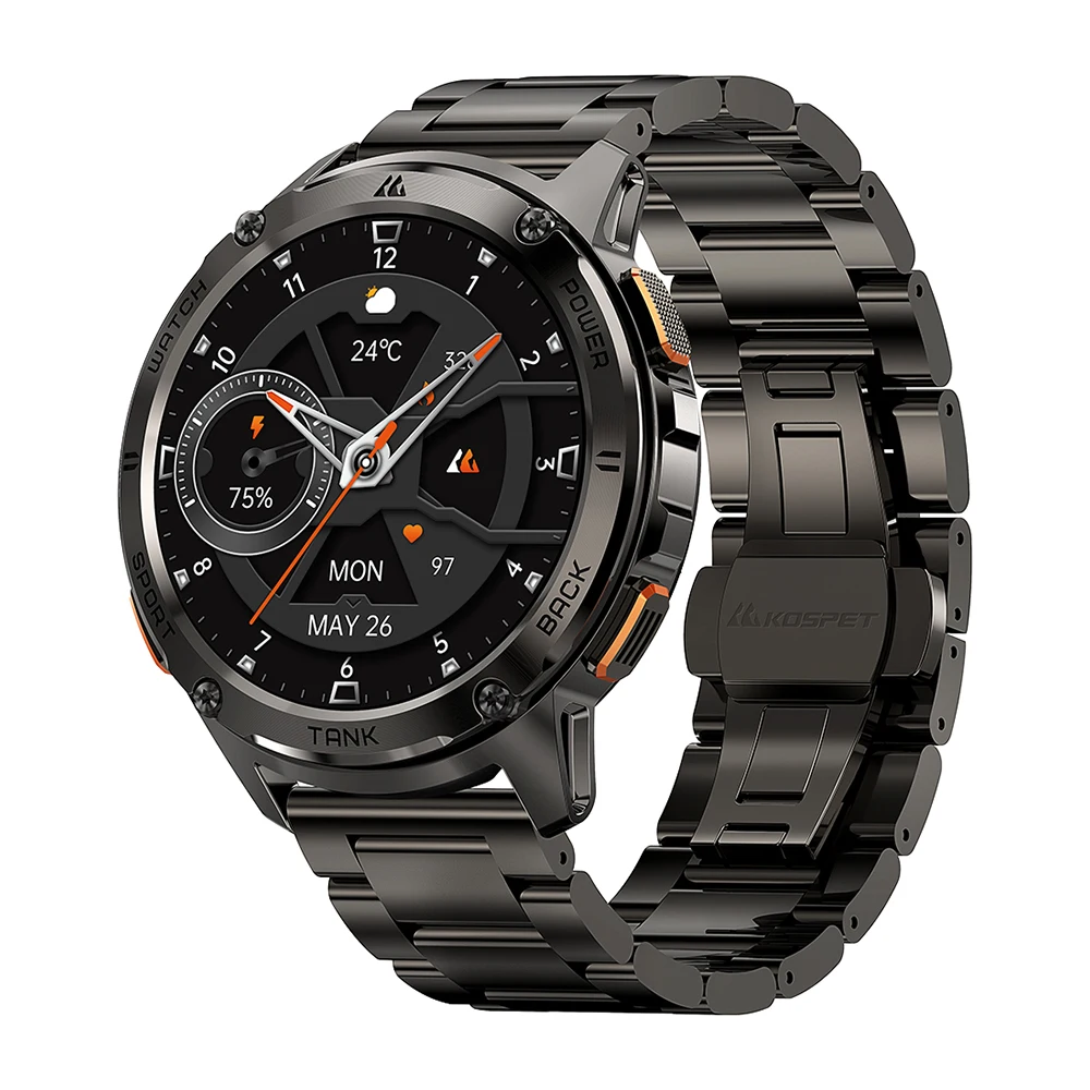Оригинальные умные часы KOSPET TANK T3 для мужчин, 500 мАч, военные умные часы, прочные AOD AMOLED, Bluetooth-вызов, водонепроницаемые мужские часы