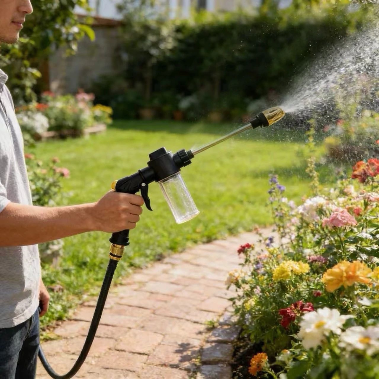 Foam Pet Washing Gun Adjustable Water Sprayer Dog Cat Bathing Nozzle Multifunctional Pet Cleaning Garden Car Wash Tool