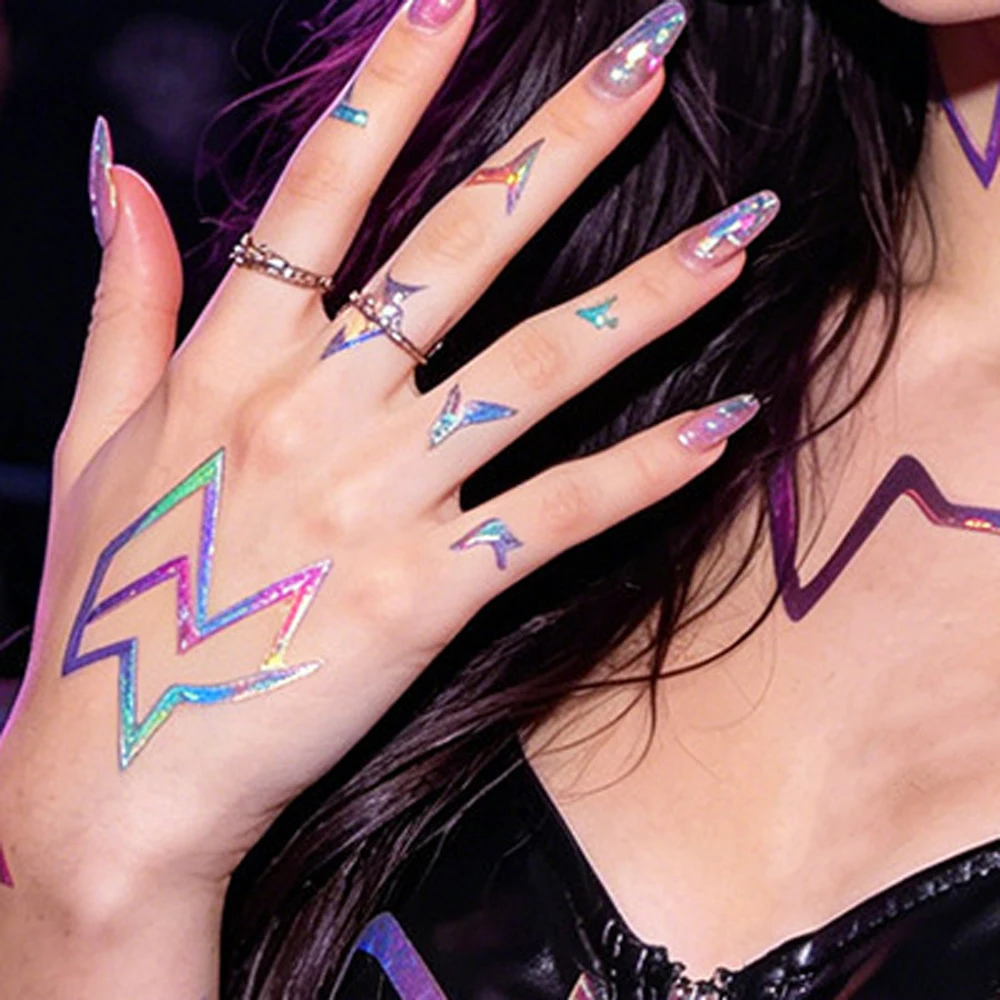 10pcs Cosplay Body Stickers for Women Men Temporary Tattoos for Hand Face Body Decor Suitable for Dance Performance Party Gifts