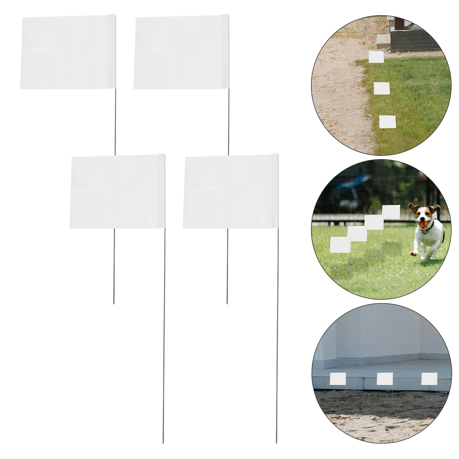 24 Pcs Underground Utility Flag White Tape Lawn Marking Flags to Decorate Garden Blank Fish Light Sprinkle Water