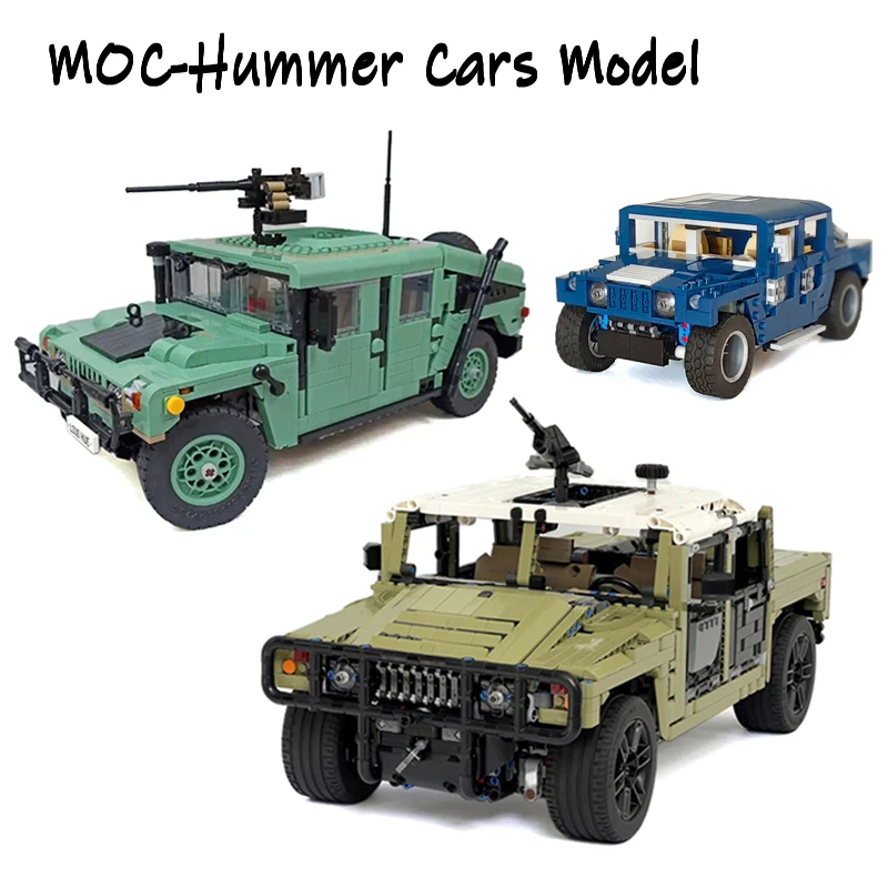 NEW World War 2 WW2 Army MOC Military Hmmwv Hummer H1 Off-Road Vehicle System Building Block Creative Export Bricks Toys