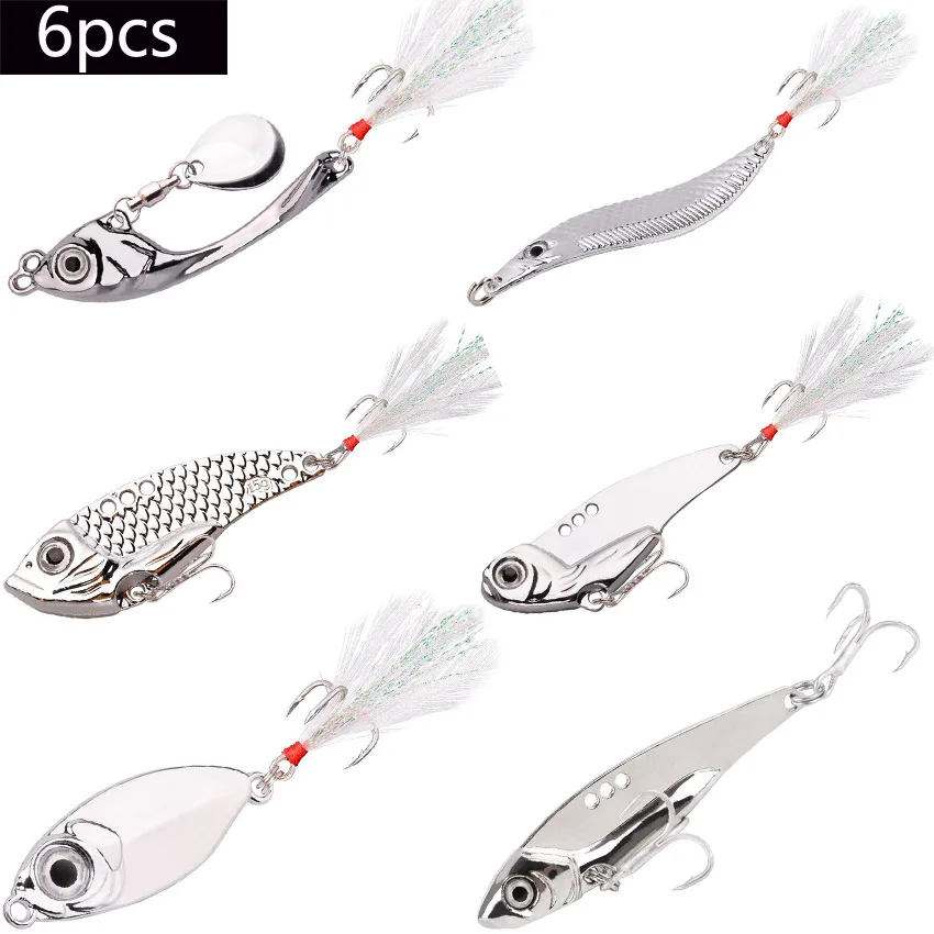 6pcs VIB Fishing Lures 18-25g Artificial Blade Metal Sinking Spinner Crankbait Vibration Bait Swimbait Pesca for Bass Pike Perch