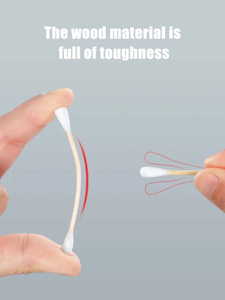 About 500PCS Disposable Cotton Swab Box With Double End Round Head For Makeup Removal Daily Cleaning Pet Care Multi-purpose