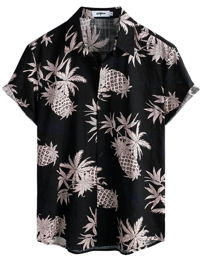 Camisas com Estampa de Coqueiro de Verão para Homens, Camisa de Praia Vintage Havaiana com Botões, Moda de Lazer, Tamanho Grande, Manga Curta