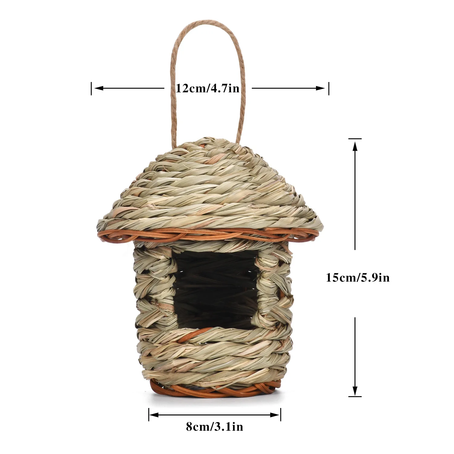 2024 Birds Nest Hand Woven Bird Cage Grass Egg Cage Bird House Outdoor Decorative Weaved Hanging Parrot Nest Houses Pet Bedroom