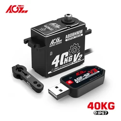 AGFRC A80BHMW V2 engrenages en acier 40KG Programmable étanche BLS RC direction servo numérique pour voiture à échelle 1/10 camion Buggy sur chenilles tout-terrain