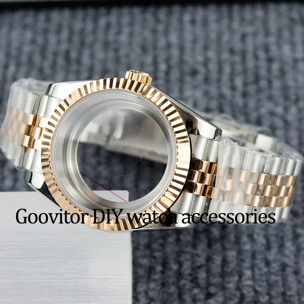 

36/39mm rose gold gold silver black nh35 case jubilee strap sapphire fit NH35 NH36 movement 28.5mm dial datejust watch case