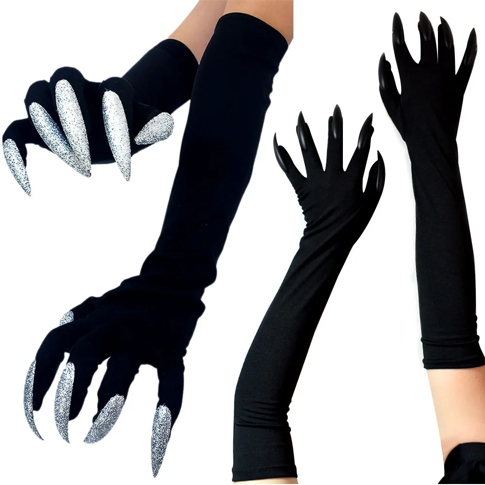 Anime Gloves Long Ghost Mother Dragon Claws Black Long Nails Halloween Cosplay Party Scary Dress Up Accessories