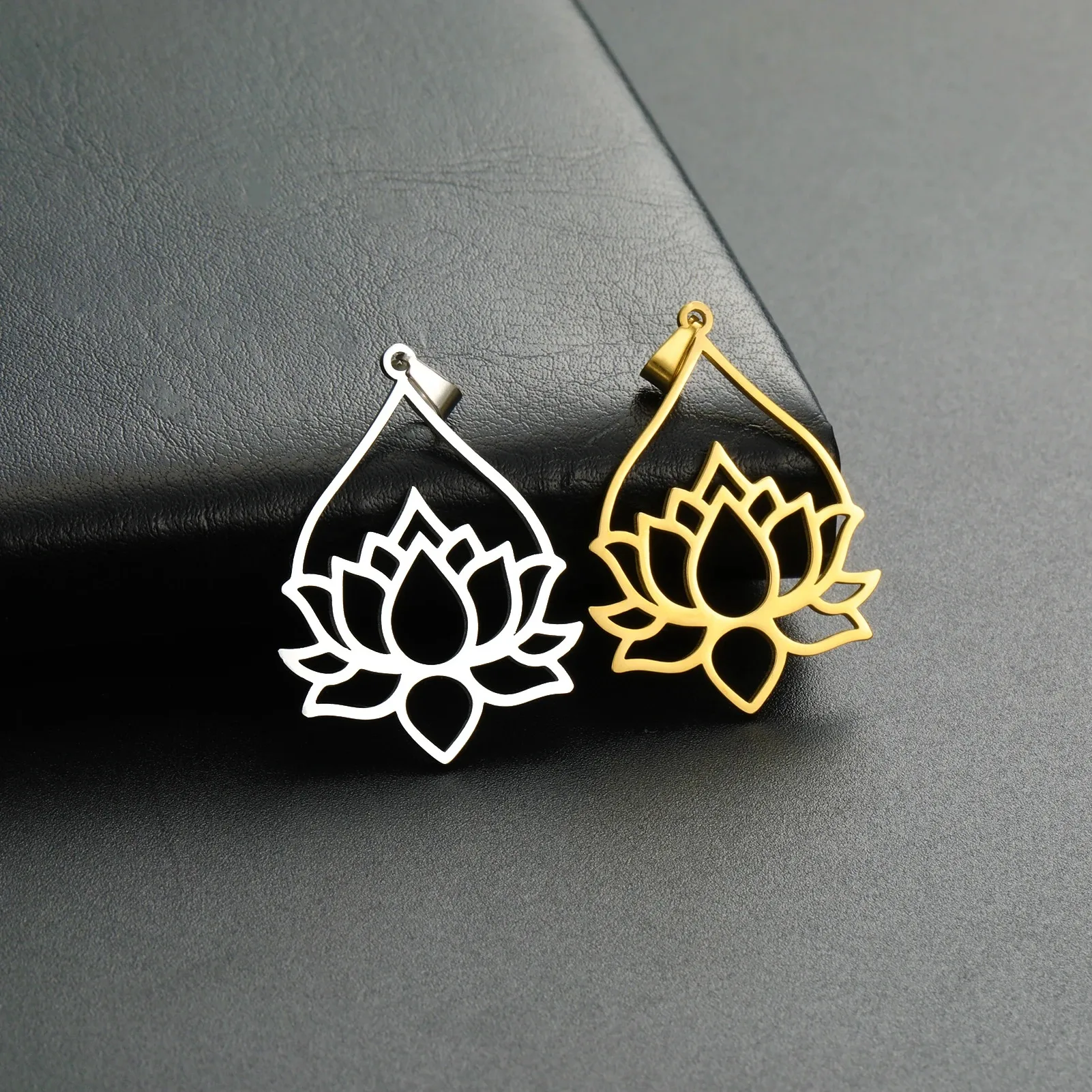 EUEAVAN 5pcs Unalome Lotus Flower Pendant Buddha Buddhism Om Yoga Charms Necklace Earrings Amulet Jewelry Making Supplies DIY