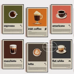 Espresso Cappuccino Latte Poster Minimalist Italian Coffee Wall Pictures Prints Canvas Painting Art Kitchen Room Home Decor