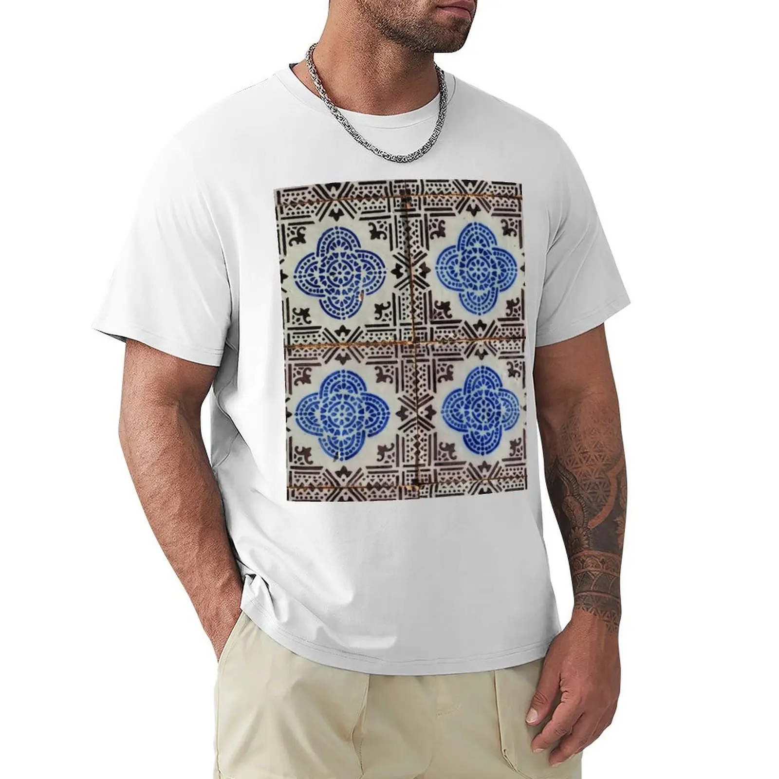 Patrones abstractos de Portugal en camisetas de azulejos de cerámica, tops lindos, camisetas para hombres, paquete