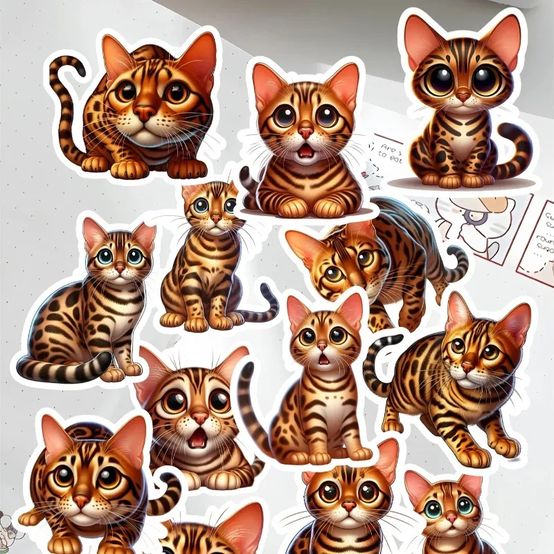 

Набор из 17 милых мультяшных наклеек с бенгальскими котятами для ежедневного декора фотоальбомов, мобильных телефонов и скрапбукинга
