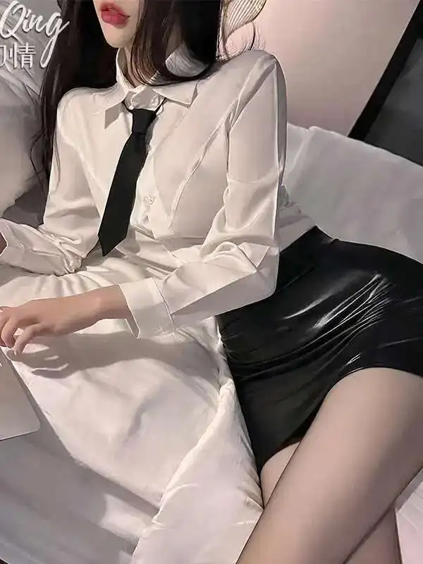 Sekretärin Neue Frau Kostüm Sexy Lehrer Cosplay Engen Minirock Büro Dame Uniform Rollenspiel Bluse Outfit Etuikleid QD3G