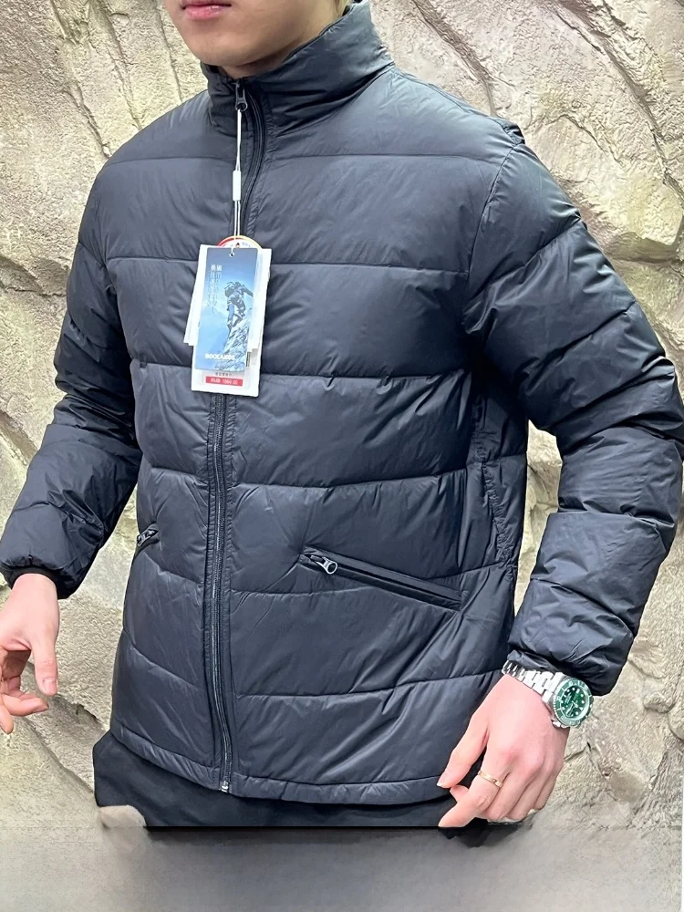 

Men's Outdoor Winter down Jaet High Loosen 95 Du down Stand Collar Waterproof Long Sve Warm Thi Casual Sle