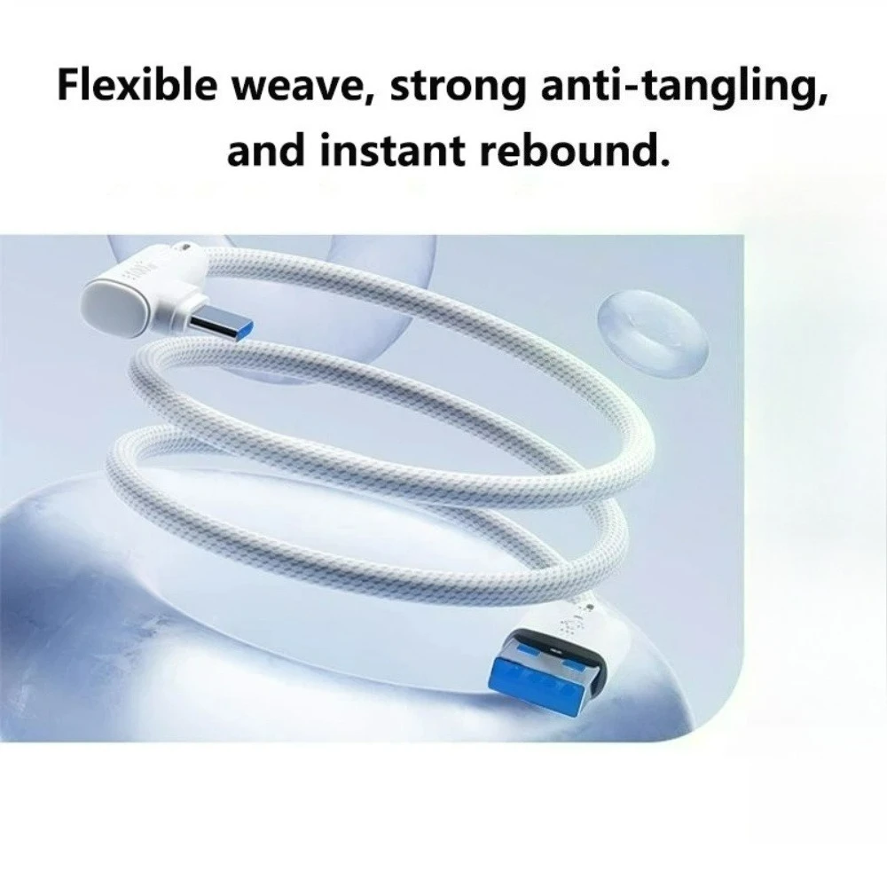 240W 10A Super Fast Charging Cable 90 Degree Elbow USB To Type C Phone Nylon Braided Data Cord 1M 1.5M 2M 3M For Samsung Xiaomi - view 3