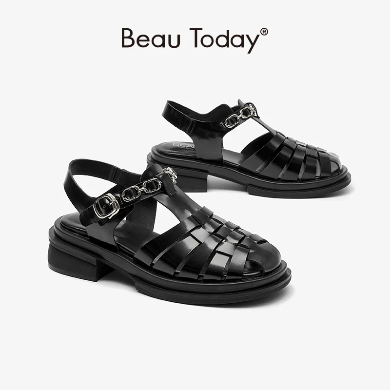 BeauToday Wedges Sandals Women Square Heel Slingback Metal Decroation Buckle Strap Casual Outdoor Summer Female Shoes 33073