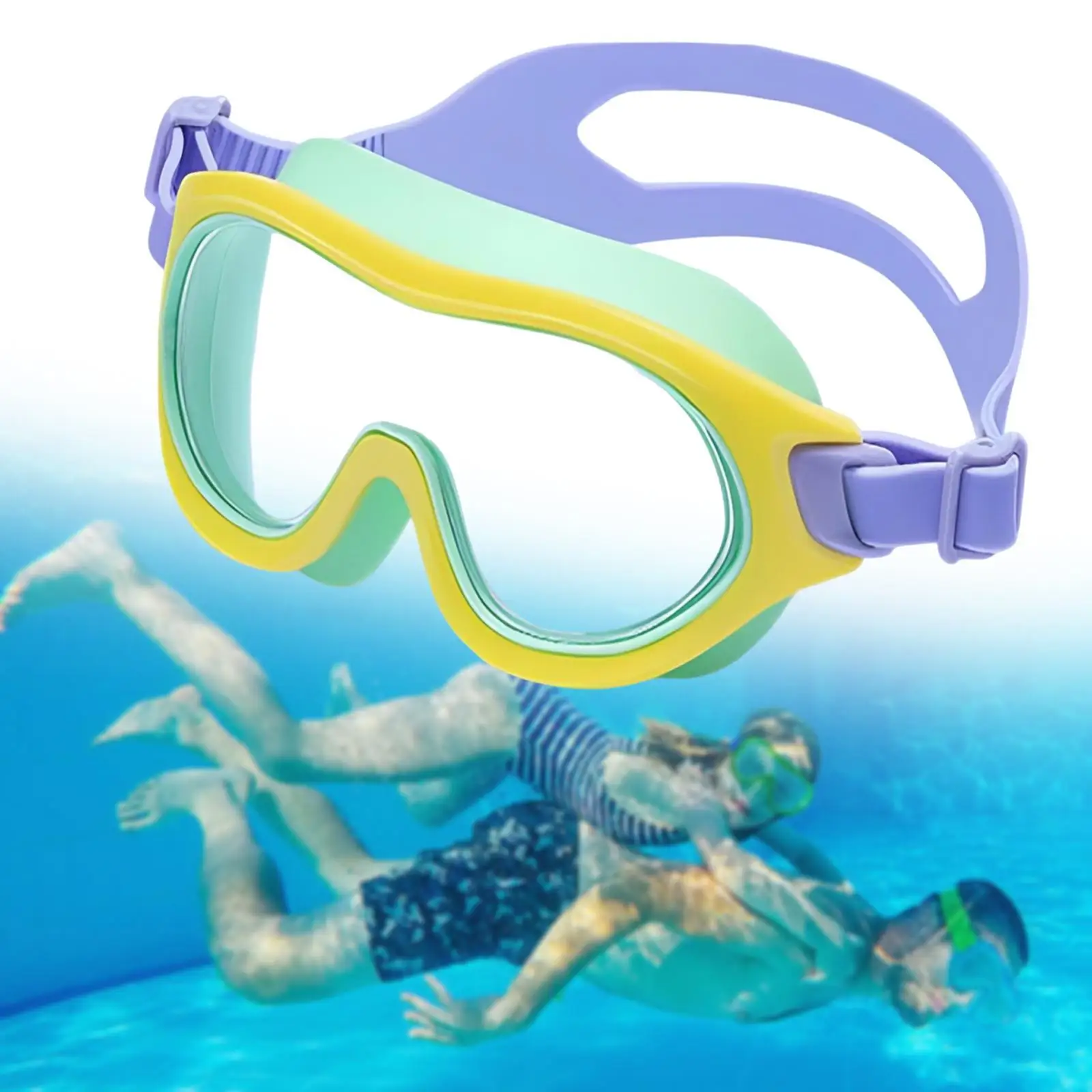 Lunettes de natation légères et souples avec sangle réglable pour enfants, vision large, plongée à la plage, cheveux longs et courts, piscine