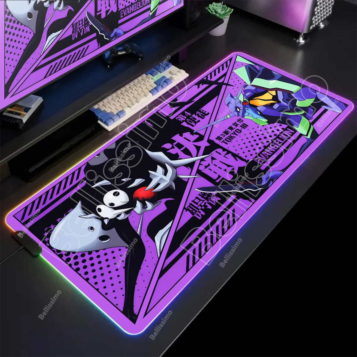 

Коврик для мыши RGB E-Evangelions Настольный коврик Коврик для мыши ПК Геймер Светодиодная клавиатура Коврик для геймера Игровые аксессуары Аниме Большой компьютерный настольный коврик