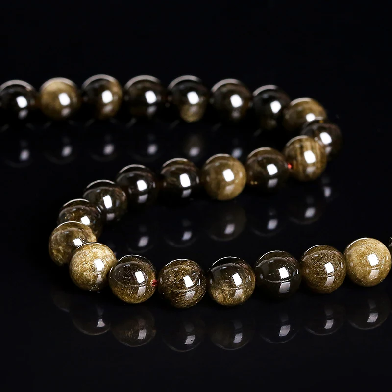 Golden Obsidian Bead Irisation Round Loose Spacer Beads