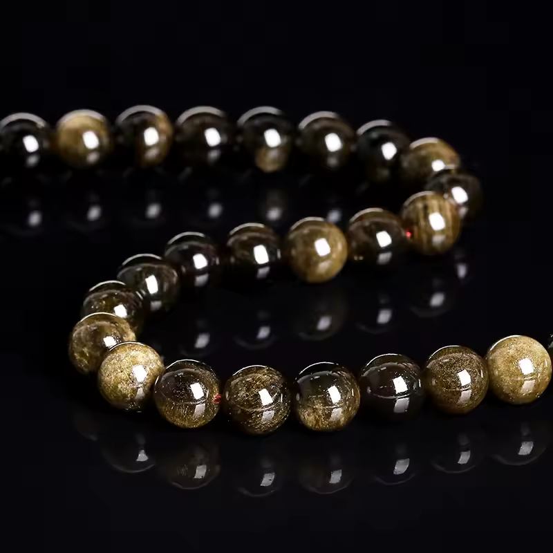 Natural Stone Golden Obsidian Bead Irisation Round Loose Spacer 4 6 8 10 12mm For Jewelry Making Diy Bracelet Necklace Accessory - Image 5
