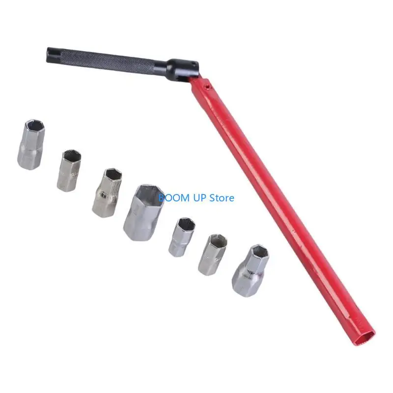 

Stand Tap Wrench Set 8-17mm for Tight Sink Areas with Folding Handle and Replacement Heads Tap Key Sink Tap Nut Wrench B46A
