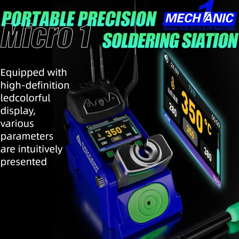 Mini Soldering Iron Kit with Auto Hibernation & Cable Management Include Adjustable Stand & Tip Holder for Phone/Computer Repair