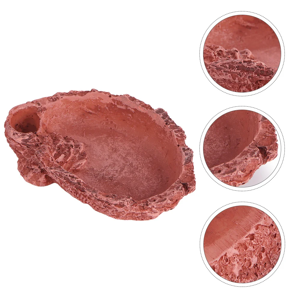 

1Pcs Pet Hiding House Imitation Bark Reptiles Bowl Thickened Resin Feeder for Lizards Tortoises Safe Eco-Friendly Non-Slip Food