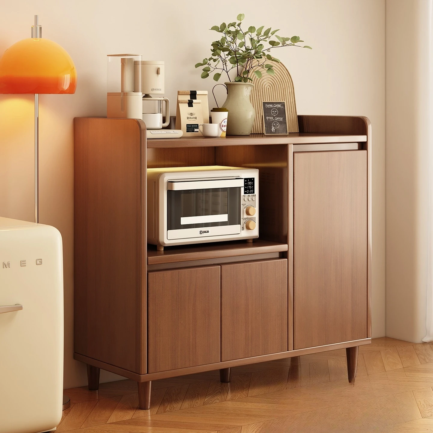 Simple kitchen solid wood sideboard storage for living room, wall-mounted home storage, source-from-factory source