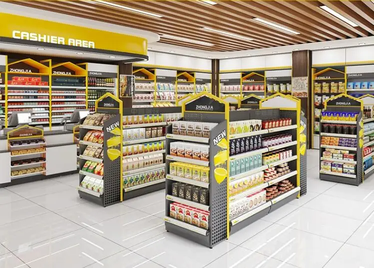 Supermarket shelves, convenience stores, island snack racks, single and double-sided all steel multi-layer shelves