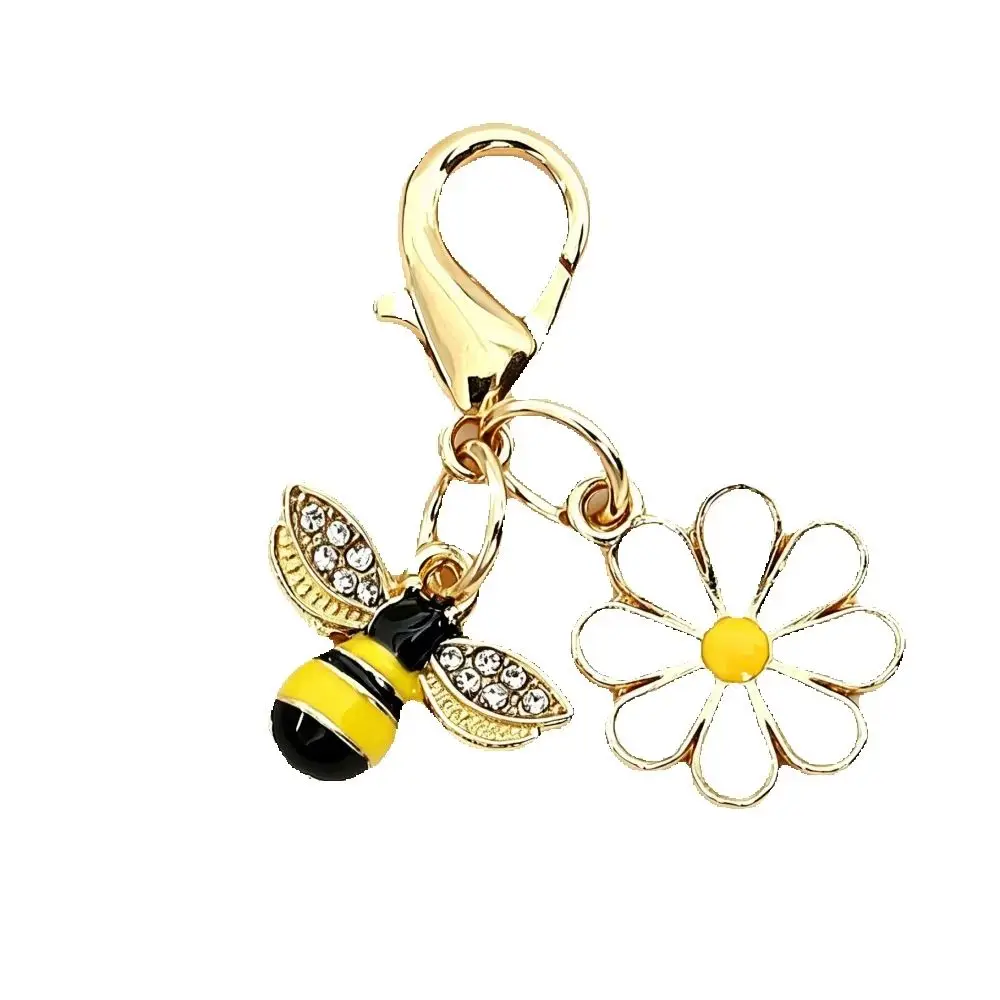 10/20 Stück Niedlicher Bienen-Gänseblümchen-Schlüsselanhänger, Süßer Mini-Tier-Anhänger aus Legierung, Geburtstagsgeschenk, Ideales Geschenk – Detail 1