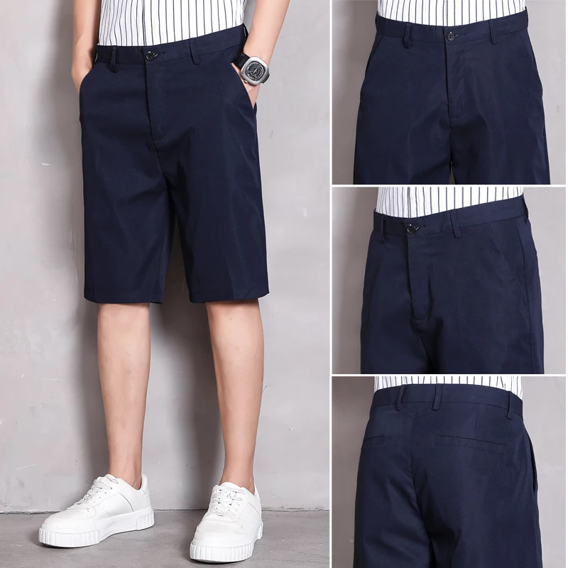 Summer Solid Shorts Male Casual Business Social Men Shorts Hombre Shorts