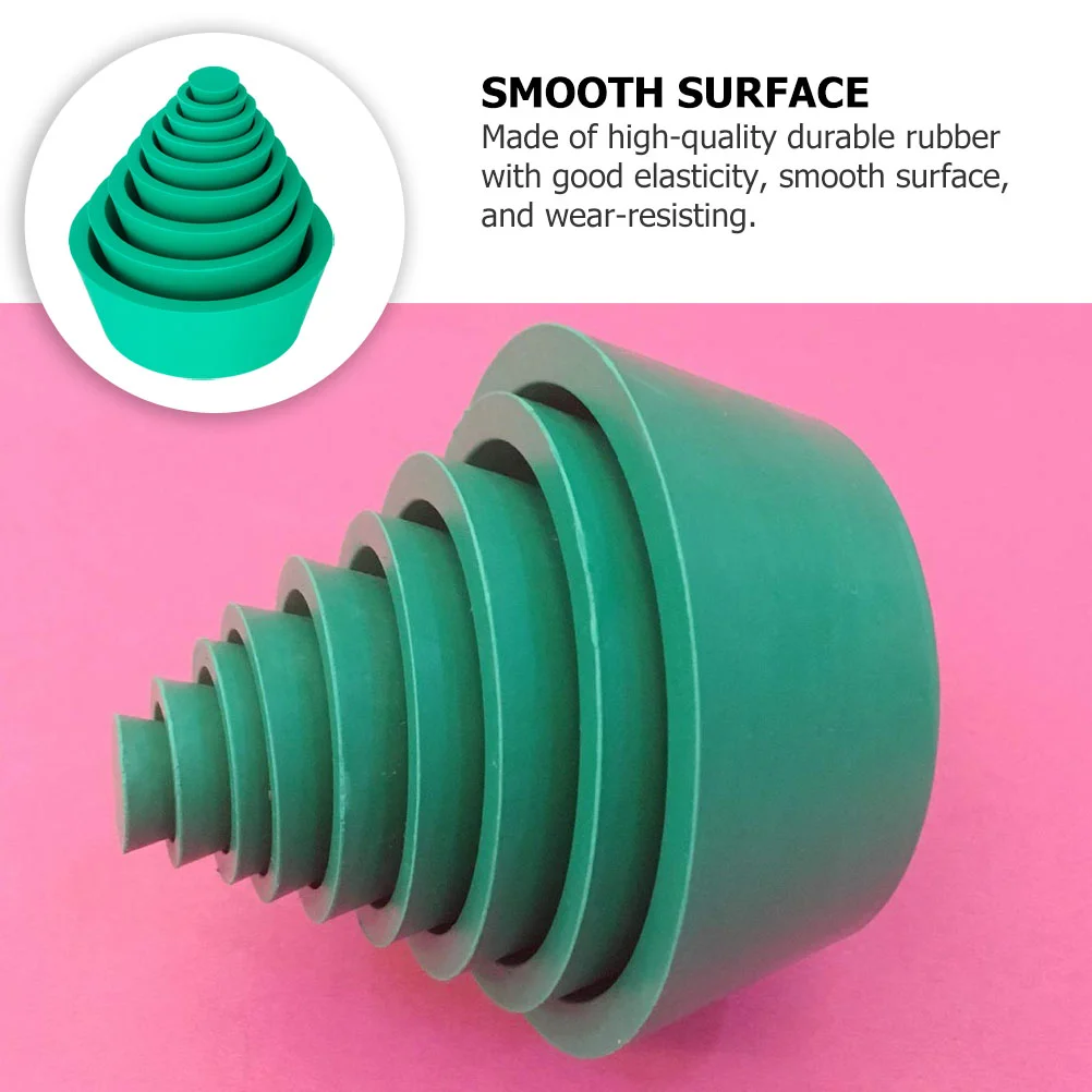 9 Pcs Funnel Suction Bottle Mat Smooth Rubber Stopper Filter Adapter Green Cone Filtration Assemblies